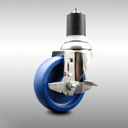 Service Caster 4 Inch 316SS Solid Polyurethane Swivel 1-3/4 Inch Expanding Stem Caster Brake SCC-SS316EX20S414-SPUS-TLB-134